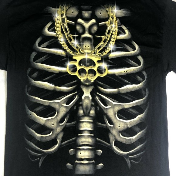 90s Vintage T Shirt Mens L Black Brass Knuckles - Picture 2 of 6